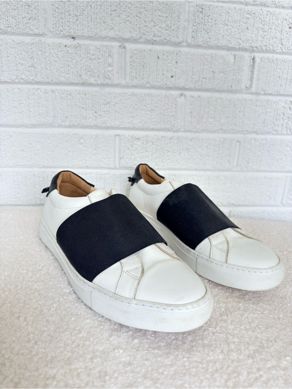 White Espadrille Sneakers with Black Elastic Band